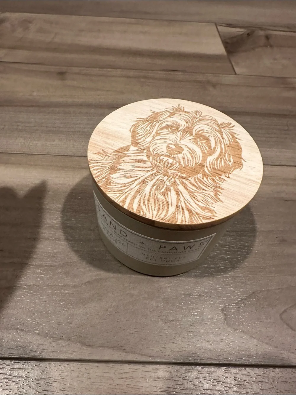 Pavement Cedarwood & Rose 🌹 Olive Two-Wick Candle  with Wooden Lid sand + paws 🐾